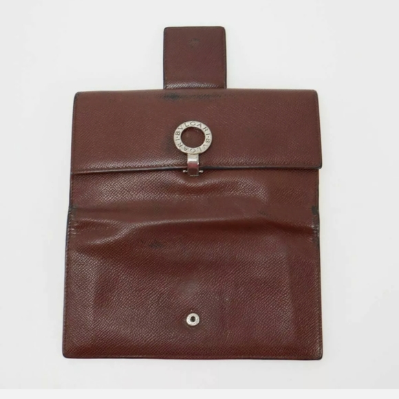 Vintage bulgari bvlgari long brown gold monogram silver ring wallet - Picture 2 of 4